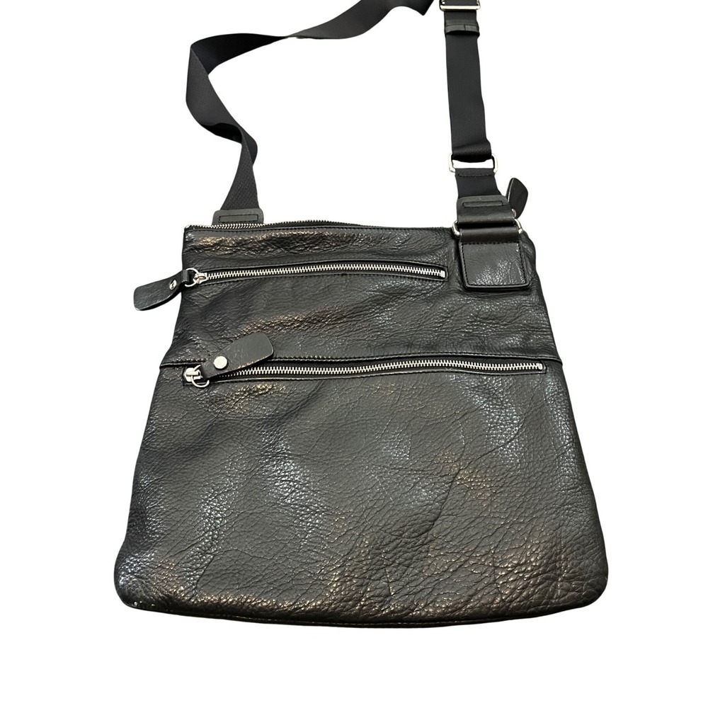 Margot Crossbody Bag Womens Medium Black Genuine‎ Leather Multi-Zip Messenger